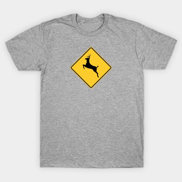 Deer Crossing Road Sign T-Shirt by Vidision Avgeek